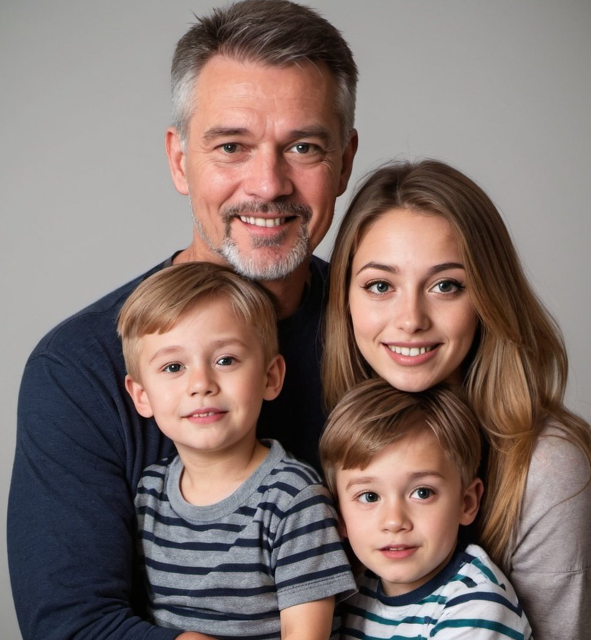 Father with 3 children